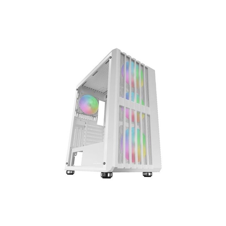 Caja Atx Semitorre Gaming Mars Gaming Mcvaultw Frontal Blanco Malla Vertical 4x120mm Argb 3xpci Vert