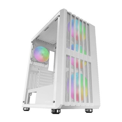 Caja Atx Semitorre Gaming Mars Gaming Mcvaultw Frontal Blanco Malla Vertical 4x120mm Argb 3xpci Vert