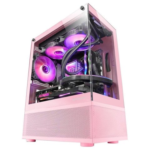 Caja Microatx Gaming Mars Gaming Mc-sep Pink Doble Cristal Continuo Mesh