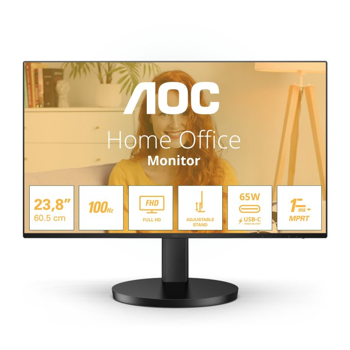 Monitor 24" Usb-c Hdmi Aoc 24b3cf2 Ips Fhd 100hz 1ms 250cd Vesa 100x100 2x2w Negro