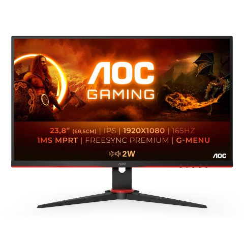 Monitor 24" Dp Hdmi Aoc 24g2spae bk Ips Fhd 165hz 1ms 300cd Vesa 100x100 2x2w Color Negro Rojo