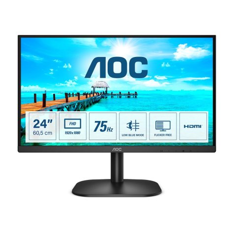 Monitor 24" Hdmi Vga Aoc 24b2xhm2 Va Fhd 75hz 4ms 250cd Vesa 100x100 Color Negro