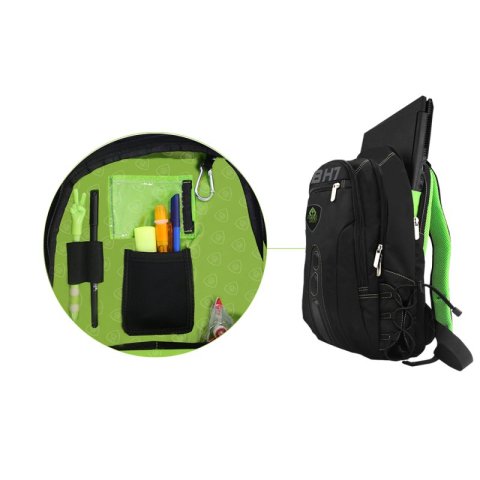 Mochila Gaming Keep Out Bk7 Para Portatiles 15,6" Con Multiples Bolsillos Color Negro Y Verde