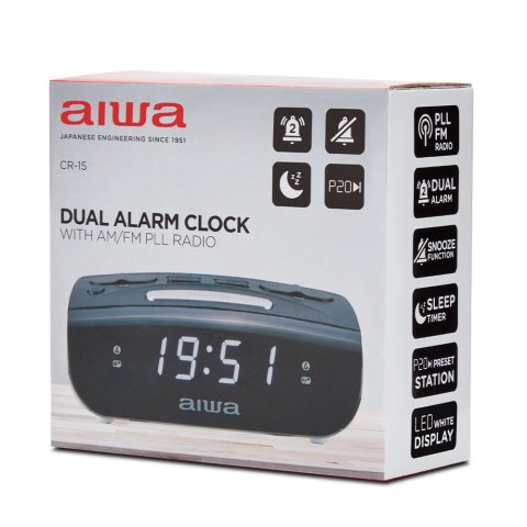 Radio Despertador Aiwa Cr-15bk Doble Alarma Fm