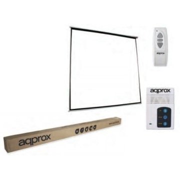 Pantalla Mural Electrica Approx (111") 200x200 Proyector Techo pared - Tela Blanco Mate Y Trasera Negra Opaca