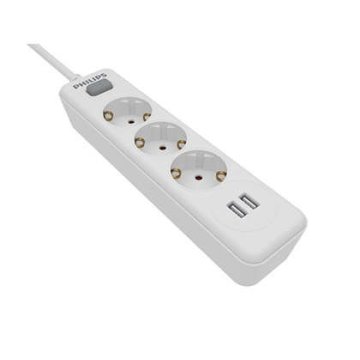 Regleta Alimentacion Para Pc Philips Spn3032wa 19 Color Blanco 2 Usb Proteccion Contra Sobretensiones