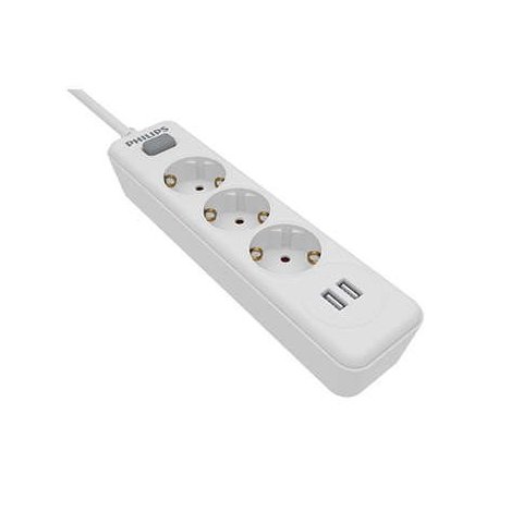 Regleta Alimentacion Para Pc Philips Spn3032wa 19 Color Blanco 2 Usb Proteccion Contra Sobretensiones