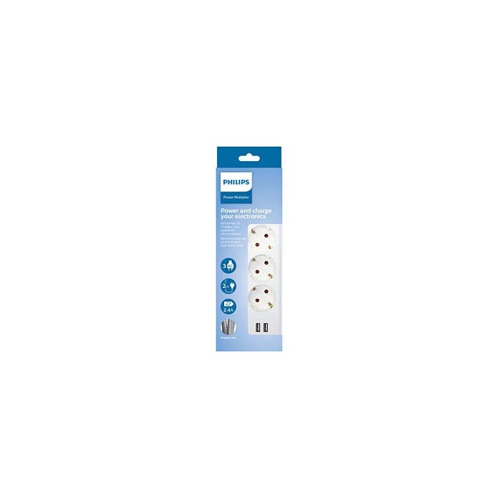 Regleta Alimentacion Para Pc Philips Spn3032wa 19 Color Blanco 2 Usb Proteccion Contra Sobretensiones