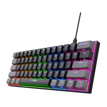 Teclado Mecanico Trust Gaming Gxt 867 Acira Compacto Usb-a usb-c Iluminacion Rgb Interruptores Rojos Mecanicos Otemu