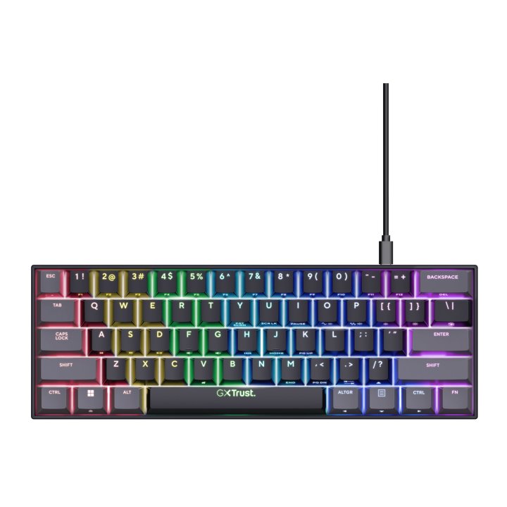 Teclado Mecanico Trust Gaming Gxt 867 Acira Compacto Usb-a usb-c Iluminacion Rgb Interruptores Rojos Mecanicos Otemu