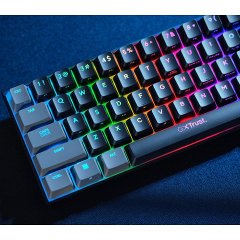 Teclado Mecanico Trust Gaming Gxt 867 Acira Compacto Usb-a usb-c Iluminacion Rgb Interruptores Rojos Mecanicos Otemu
