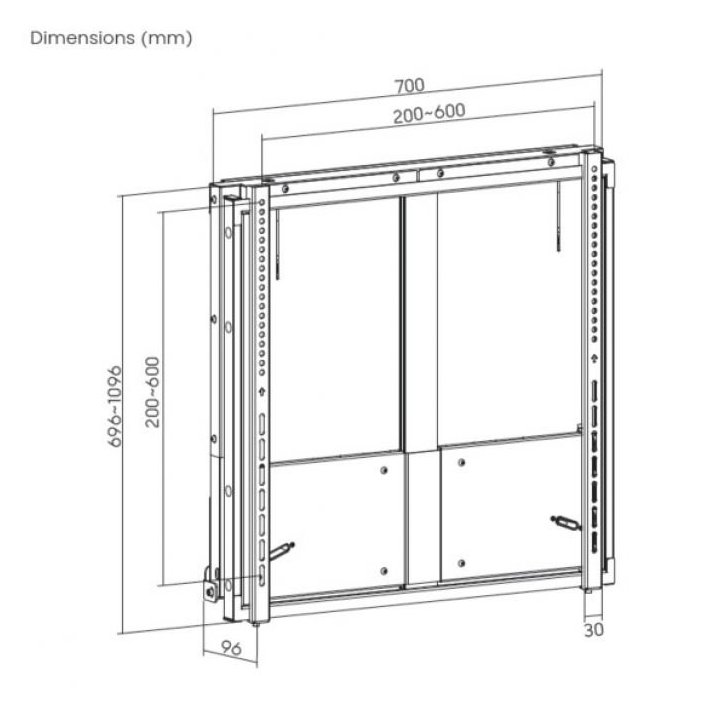 Soporte De Pared Interactivo Up-down Equip Para Pantalla 55"-86" Vesa Max. 600x600 Hasta 90kg 650345