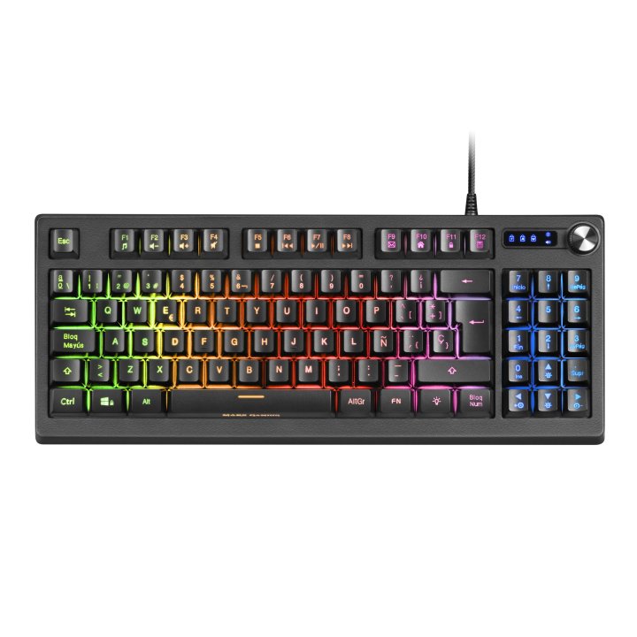(km0) Teclado H-mecanico Compacto Tkl Mars Gaming Mkrevo Color Negro Con Pad Numerico Y Scroll Multi Funcion Full Rgb Tecnolo
