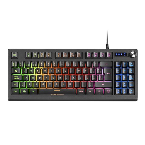 (km0) Teclado H-mecanico Compacto Tkl Mars Gaming Mkrevo Color Negro Con Pad Numerico Y Scroll Multi Funcion Full Rgb Tecnolo
