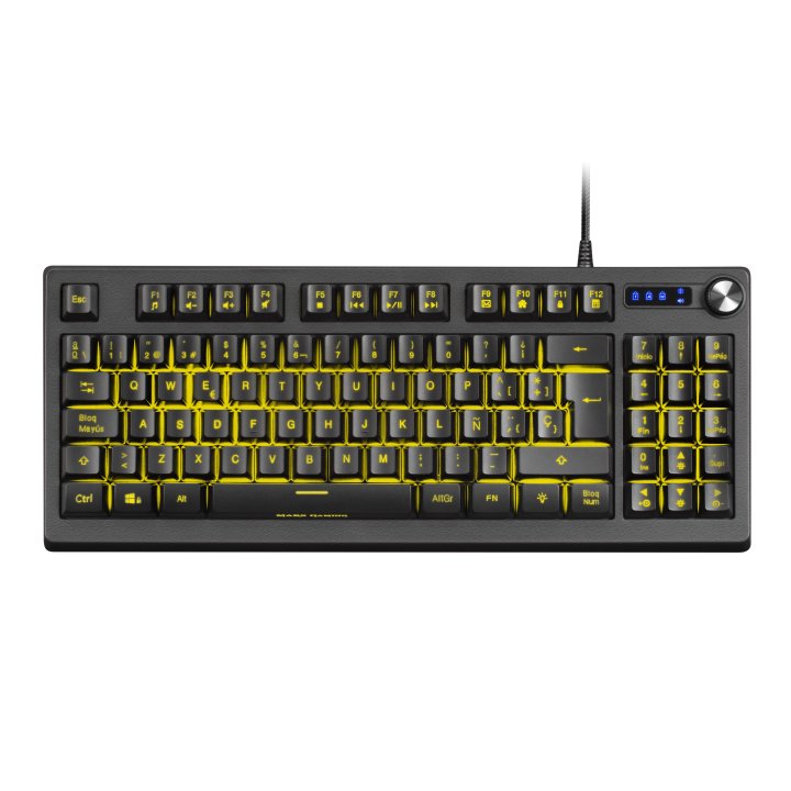 (km0) Teclado H-mecanico Compacto Tkl Mars Gaming Mkrevo Color Negro Con Pad Numerico Y Scroll Multi Funcion Full Rgb Tecnolo