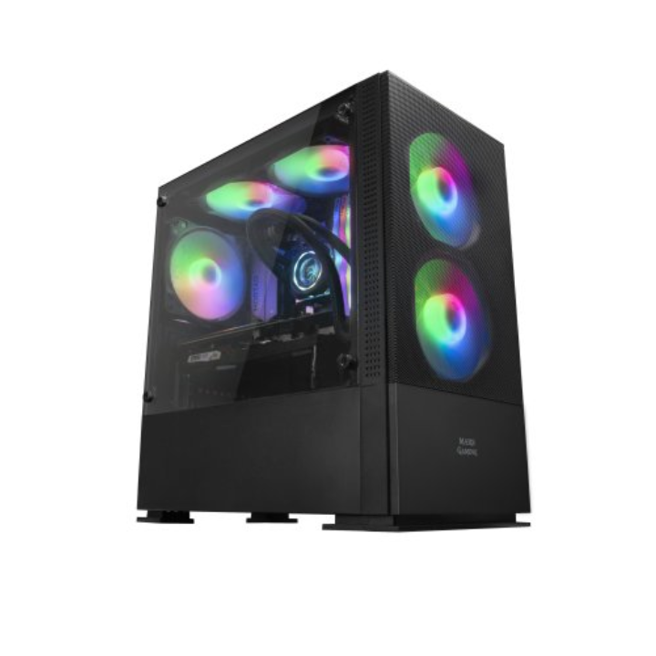 Caja Microatx Gaming Mars Gaming Mcz Black Frontal Mesh Con 2xventilador Rgb Ventana Lateral Total Usb3.0 + Usb 2.0 Sin Fuent