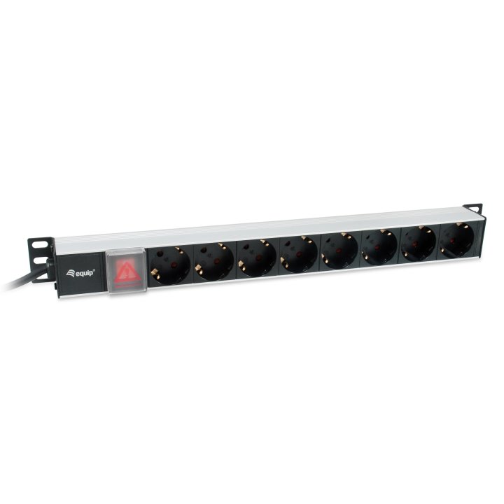 Regleta Alimentacion Aluminio Rack 19" 1u 8 Tomas Tipo Shucko Euro Cable 3m Aluminio
