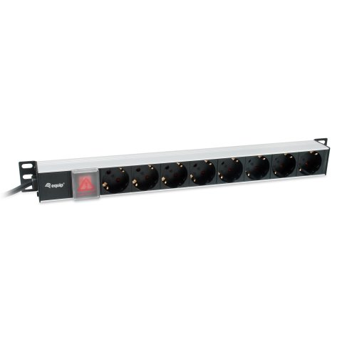 Regleta Alimentacion Aluminio Rack 19" 1u 8 Tomas Tipo Shucko Euro Cable 3m Aluminio