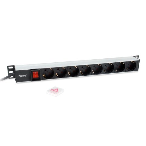 Regleta Alimentacion Aluminio Rack 19" 1u 8 Tomas Tipo Shucko Euro Cable 3m Aluminio