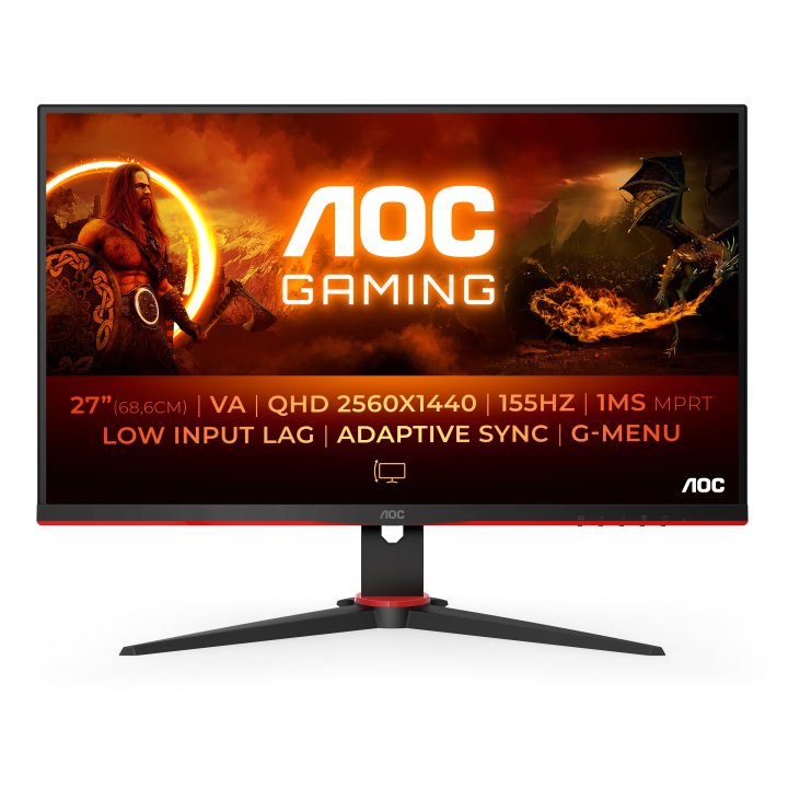 Monitor 27" Dp Hdmi Aoc Q27g2e 2560x1440 155hz Va 1ms Fresync 