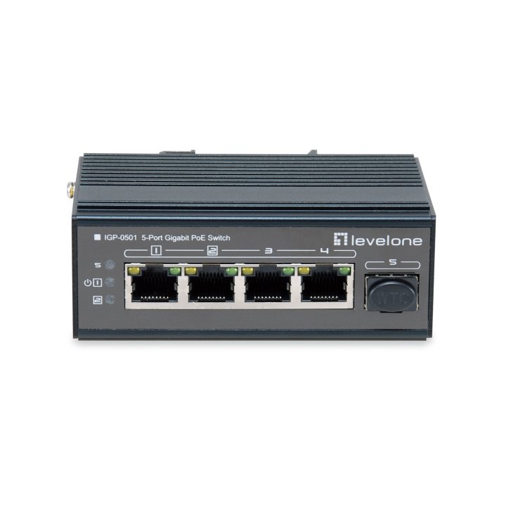 Switch Industrial Level One Igp-0501 5p Poe Giga Y 1p Sfp 240w Carril Din