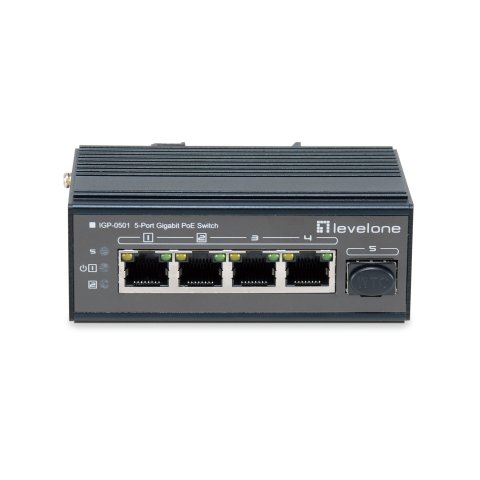 Switch Industrial Level One Igp-0501 5p Poe Giga Y 1p Sfp 240w Carril Din