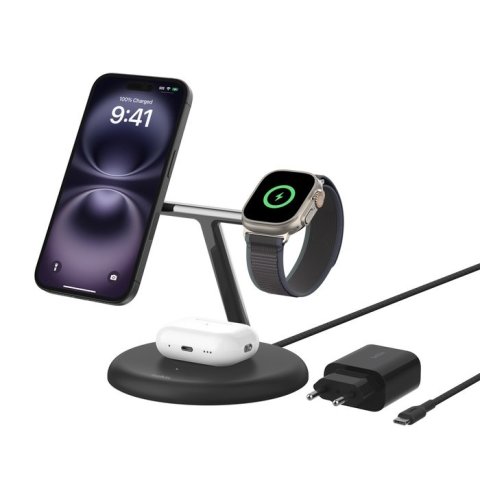 Base De Carga Inalambrica 3 En 1 Belkin Wiz023vfbk 15w Qi2 Boost Charge Color Negrofuente De Alimentación De 36 W Con Un Cabl