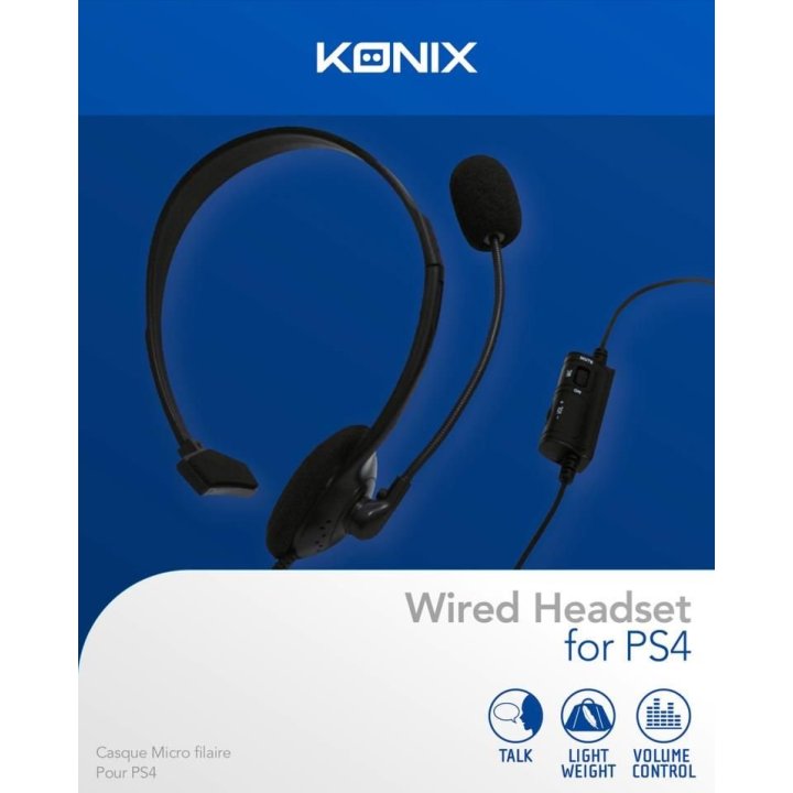 (km0) Headset Konix Ps4 Ps-100 Un Solo Oido Micro Flexible Compatible Con Pc   Android
