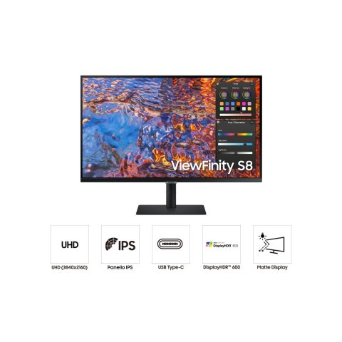 Monitor 32" Dp Hdmi Samsung Ls27d702eauxen Ips 4k 60hz 280 Cd m 5ms Vesa 100x100 Hub Usb-c Lan