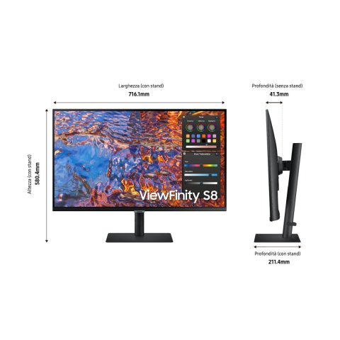 Monitor 32" Dp Hdmi Samsung Ls27d702eauxen Ips 4k 60hz 280 Cd m 5ms Vesa 100x100 Hub Usb-c Lan