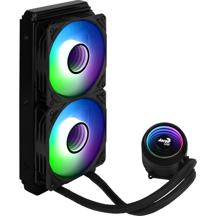Sistema De Refrigeracion Liquida Aerocool Mirage L240 Black 2x12cm Infinity Mirror Rgb-a (adressable) Tpd 400w Para Procesado