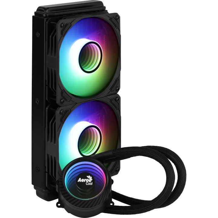 Sistema De Refrigeracion Liquida Aerocool Mirage L240 Black 2x12cm Infinity Mirror Rgb-a (adressable) Tpd 400w Para Procesado