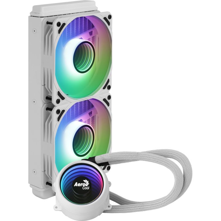 Sistema De Refrigeracion Liquida Aerocool Mirage L240 White 2x12cm Infinity Mirror Rgb-a (adressable) Tpd 400w Para Procesado