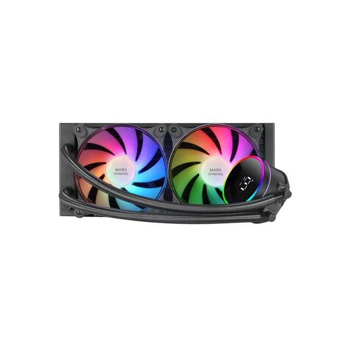 Sistema De Refrigeracion Liquida Mars Gaming Mllcd240 Negro 2x (12x12) Iluminacion Frgb Tpd 500w Pantalla Lcd Para Procesador