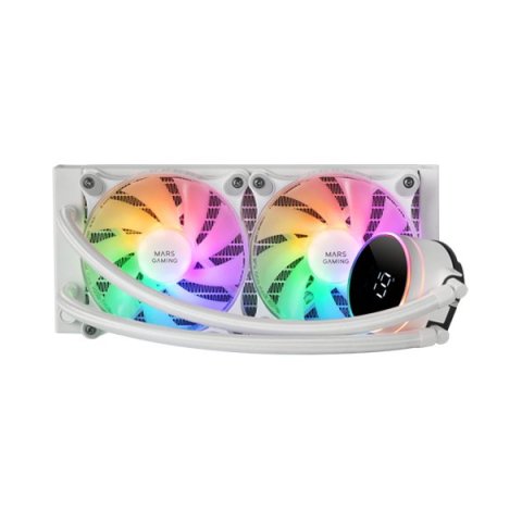 Sistema De Refrigeracion Liquida Mars Gaming Mllcd240w Blanco 2x (12x12) Iluminacion Frgb Tpd 500w Pantalla Lcd Para Procesad