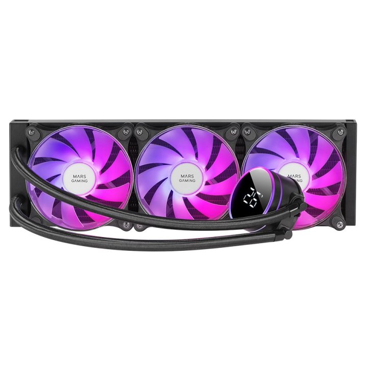 Sistema De Refigeracion Liguida Mars Gaming Mllcd360 Negro 3x (12x12) Iluminacion Frgb Tpd 600w Pantalla Lcd Para Procesadore