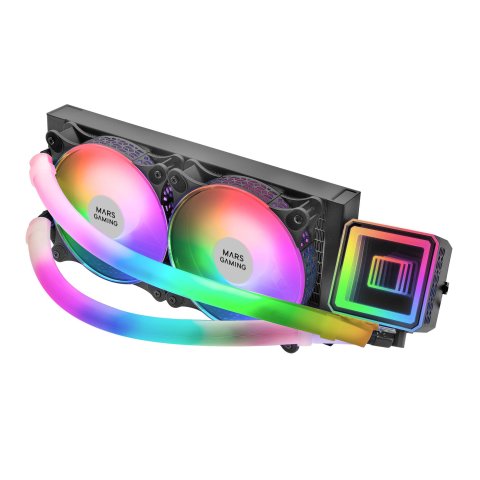 Sistema De Refrigeracion Liquida Mars Gaming Ml-ultra240 Black 2x12cm Iluminacion Argb (adressable) Tpd 500w Para Procesadore