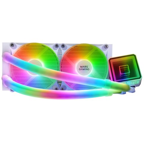 Sistema De Refrigeracion Liquida Mars Gaming Ml-ultra240 White 2x12cm Iluminacion Argb (adressable) Tpd 500w Para Procesadore