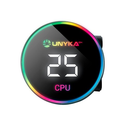 Sistema De Refrigeracion Liquida Unyka Uk353101 Aquastorm 360 Negro 3x Vent. 120mm 1800 Rpm Argb Display Intel Amd