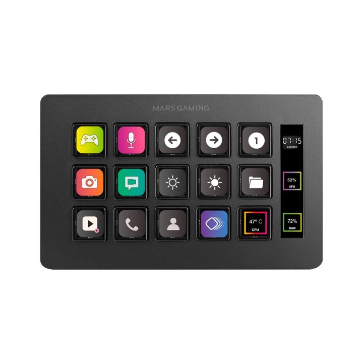 Control Deck Slim Mars Gaming Msd-one Black 15 Teclas De Acceso Directo Lcd Personalizables 