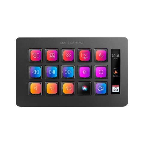 Control Deck Slim Mars Gaming Msd-one Black 15 Teclas De Acceso Directo Lcd Personalizables 