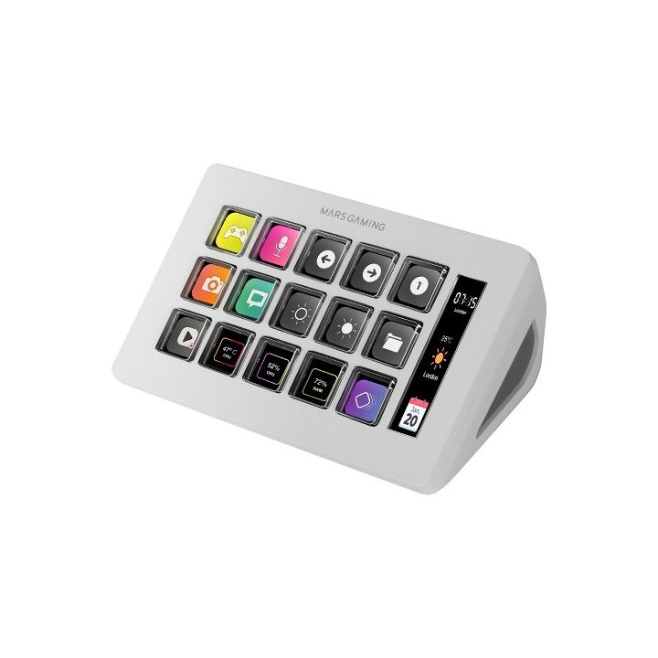 Control Deck Slim Mars Gaming Msd-one White 15 Teclas De Acceso Directo Lcd Personalizables 