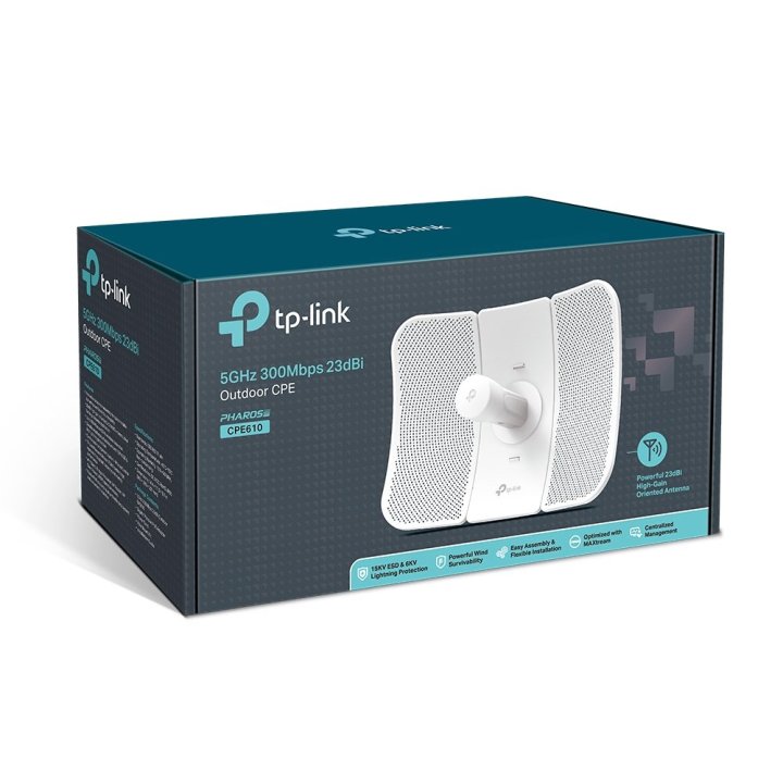 Punto De Acceso Exterior Wifi Tp-link Cpe610 300mb 5ghz Antena 23dbi Mimo Direccional Poe Pasivo Ip65