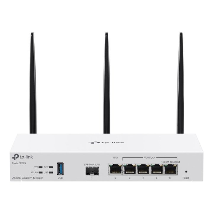 Router Vpn Wifi 6 Tp-link Festa Fr365 Ax3000  5xlan Gb 1xsfp 1xusb Openvpn Metalico Blanco