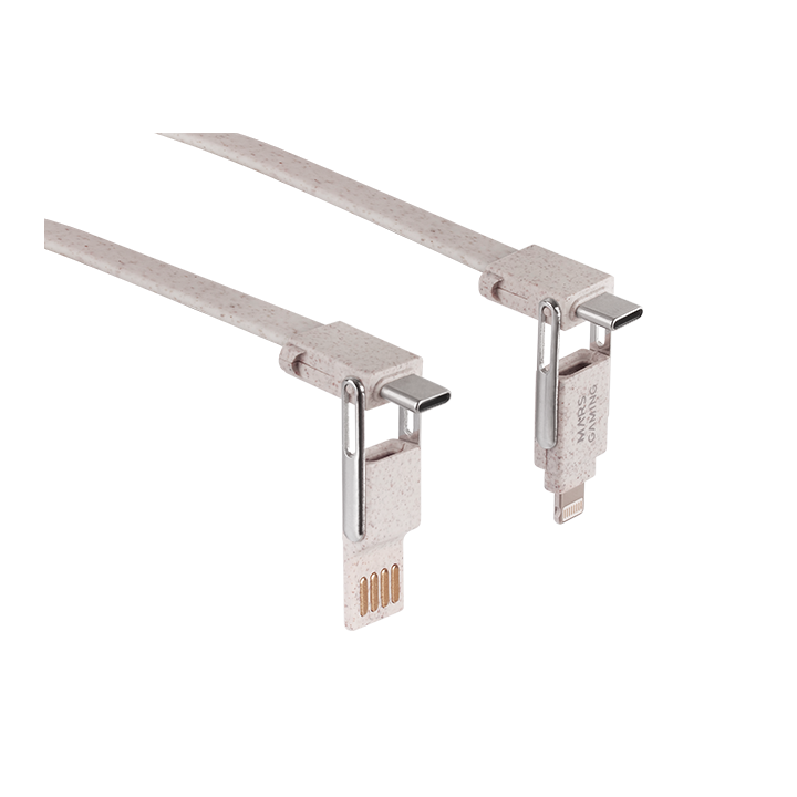 Pack 2x Cable Ecologico Mars Gaming Mca-eco 1x1m 1x0,13(llavero) Multiconector Usb-c - Usb-a - Micro-usb - Lightning 3.1a 50w