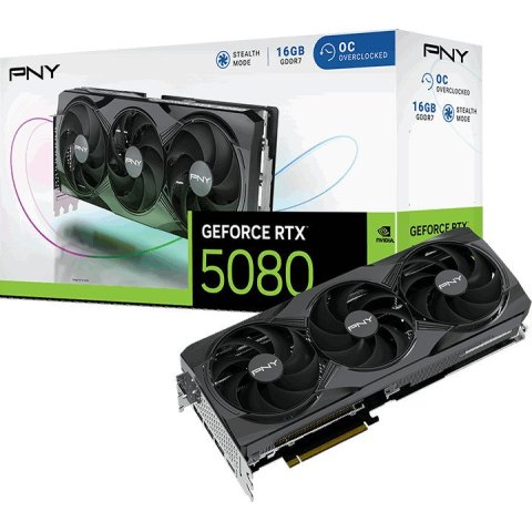 Vga Pny Geforce Rtx 5080 Oc 16gb Ddr7 3xdp 1xhdmi Reloj 2300mhz Cuda 10752 256bit 360w