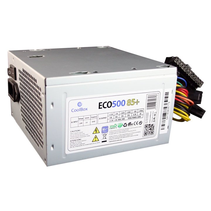 Fuente De Alimentacion Coolbox 500w Eco-500 85+ Potencia Max Con Certificación 80plus Bronze