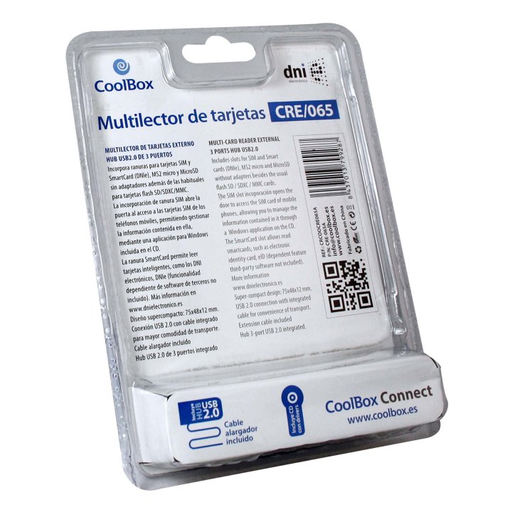 Card Reader Externo Usb Coolbox Cre065 Lector Dnie 4.0 + Lector Sim + Memorias Lector Memoria Flash Sd, Microsd,