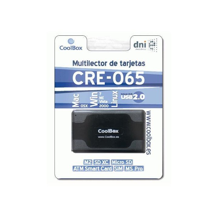 Card Reader Externo Usb Coolbox Cre065 Lector Dnie 4.0 + Lector Sim + Memorias Lector Memoria Flash Sd, Microsd,