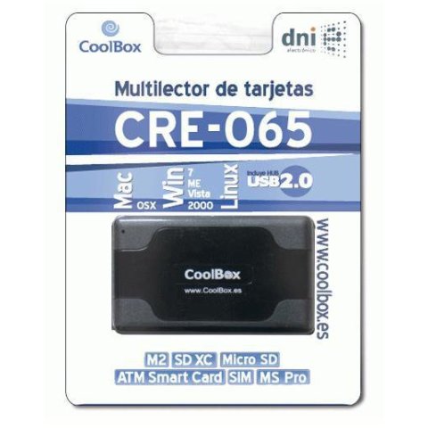 Card Reader Externo Usb Coolbox Cre065 Lector Dnie 4.0 + Lector Sim + Memorias Lector Memoria Flash Sd, Microsd,
